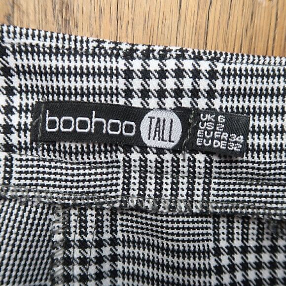 BOOHOO BLACK & WHITE CHEKERED PLAID OFFICE WORK BUSINESS PANTS SIZE 2 TALL - Picture 2 of 6